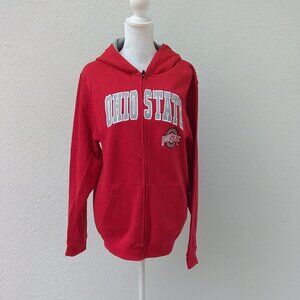 The Ohio State University Buckeyes Youth Size XL Red-Gray Zipper Fleece NEW
